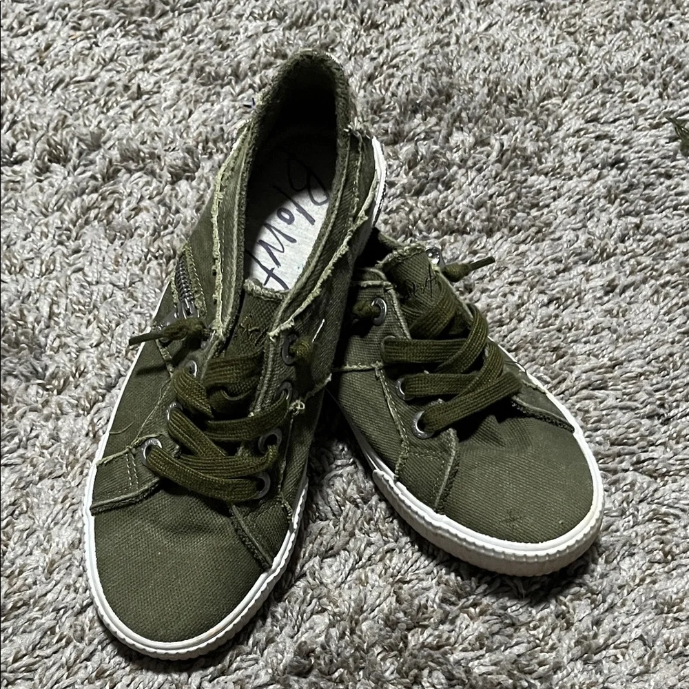 Olive Green Canvas Sneakers for Women - Picture 1 of 5